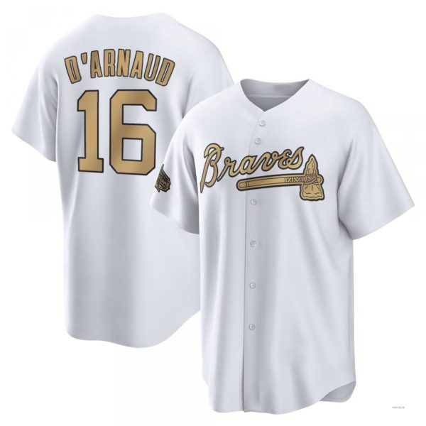 Atlanta Braves #16 Travis d’Arnaud White Replica 2022 All-Star Jersey Stitches Baseball Jerseys