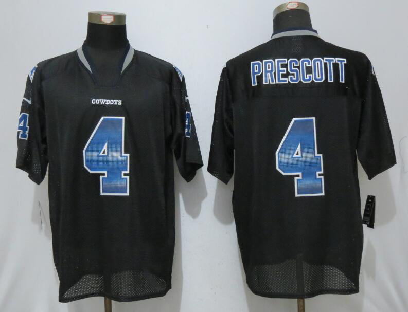 D.Cowboys #4 Dak Prescott Black Strobe Stitched Fashion Jersey American Jerseys
