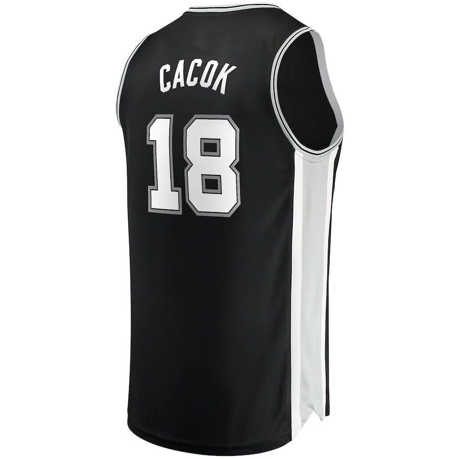 S.Antonio Spurs #18 Devontae Cacok Fanatics Branded 2021-22 Fast Break Replica Jersey Icon Edition Black Stitched American Basketball Jersey