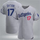 Los Angeles Dodgers #17 Shohei Ohtani Gray Home Authentic Patch Jersey Baseball Jerseys
