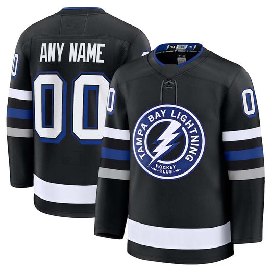 Custom TB.Lightning Fanatics Alternate Premium Jersey - Black Stitched American Hockey Jerseys