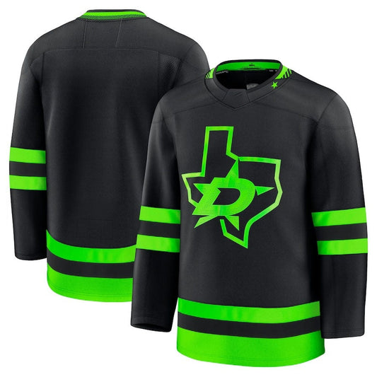 D.Stars Fanatics Alternate Premium Jersey - Black Stitched American Hockey Jerseys