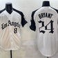 Los Angeles Dodgers Front #8 Back #24 Kobe Bryant White Black Mexico 2025 LA Gothic Style With Fernando Patch Vapor Premier Limited Stitched Baseball Jersey