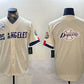 Los Angeles Dodgers Team Big Logo Cream 2024 World Series With No. 34 Patch Limited Stitched Baseball Jersey