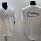 Los Angeles Dodgers Team Big Logo White Cool Base Stitched Baseball Jersey