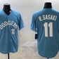 Los Angeles Dodgers #11 Roki Sasaki Light Blue Limited Stitched Baseball Jersey