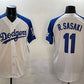 Los Angeles Dodgers #11 Roki Sasaki White Blue Cool Base Stitched Baseball Jersey