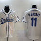 Los Angeles Dodgers #11 Roki Sasaki White With Patch Cool Base Stitched Baseball Jersey