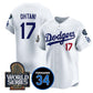 Los Angeles Dodgers #17 Shohei Ohtani White 2024 World Series With Fernando Memorial Patch Limited Stitched Baseball Jersey