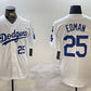 Los Angeles Dodgers #25 Tommy Edman White 2024 World Series With Fernando Memorial Patch Home Limited Stitched Baseball Jersey