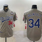 Los Angeles Dodgers #34 Toro Valenzuela Grey 2024 World Series 1981 Cooperstown Stitched Baseball Jersey