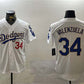 Los Angeles Dodgers #34 Toro Valenzuela White Gold 2024 World Series With Fernando Memorial Patch Home Limited Stitched Baseball Jersey