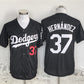 Los Angeles Dodgers #37 Teoscar Hernández Black Cool Base Stitched Baseball Jersey