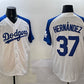 Los Angeles Dodgers #37 Teoscar Hernandez White Blue Cool Base Stitched Baseball Jersey