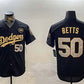 Los Angeles Dodgers #50 Mookie Betts Black Gold 2024 World Series With No. 34 Patch Limited Stitched Baseball Jersey