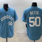 Los Angeles Dodgers #50 Mookie Betts Light Blue Limited Stitched Baseball Jersey
