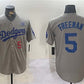 Los Angeles Dodgers #5 Freddie Freeman Gray 2024 World Series With No. 34 Patch Limited Stitched Baseball Jersey