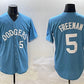 Los Angeles Dodgers #5 Freddie Freeman Light Blue Limited Stitched Baseball Jersey