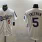 Los Angeles Dodgers #5 Freddie Freeman White Gold 2024 World Series With Fernando Memorial Patch Home Limited Stitched Baseball Jersey