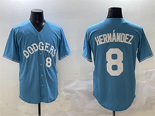 Los Angeles Dodgers #8 Enrique Hernández Light Blue Limited Stitched Baseball Jersey