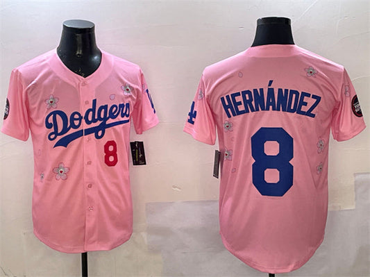 Los Angeles Dodgers #8 Enrique Hernández Pink 2025 Tokyo Series Limited Stitched Baseball Jersey