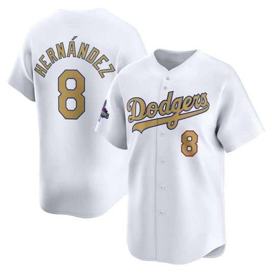 Los Angeles Dodgers #8 Enrique Hernández White 2025 Gold Collection Limited Stitched Baseball Jersey