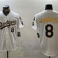 Los Angeles Dodgers #8 Enrique Hernández White Gold 2024 World Series With Fernando Memorial Patch Home Limited Stitched Baseball Jersey