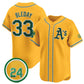 Oakland Athletics #33 JJ Bleday Yellow 2024 Limited With Rickey Henderson Patch Stitched Baseball Jersey