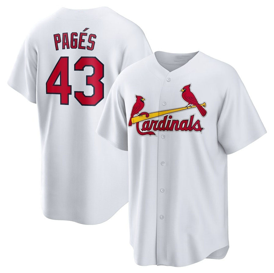St. Louis Cardinals #43 Pedro Pagés Home Replica Jersey - White Stitched Baseball Jersey