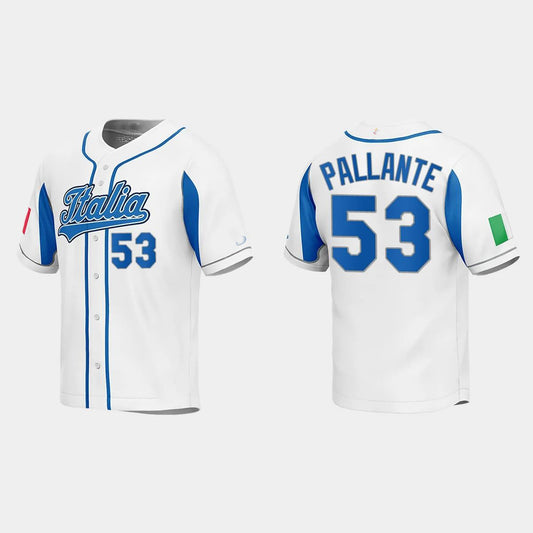 #53 ANDRE PALLANTE ITALY BASEBALL 2023 WORLD BASEBALL CLASSIC JERSEY – WHITE Stitches Baseball Jerseys