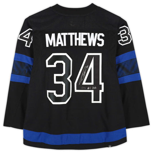 T.Maple Leafs #34 Auston Matthews Fanatics Authentic Autographed Alternate with 2016 #1 Pick Inscription  Black Stitched American Hockey Jerseys