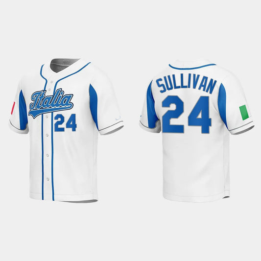 #24 BRETT SULLIVAN ITALY BASEBALL 2023 WORLD BASEBALL CLASSIC JERSEY – WHITE Stitches Baseball Jerseys