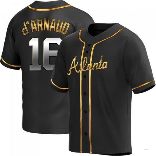 Atlanta Braves #16 Travis d’Arnaud Black Golden Alternate Jersey Stitches Baseball Jerseys