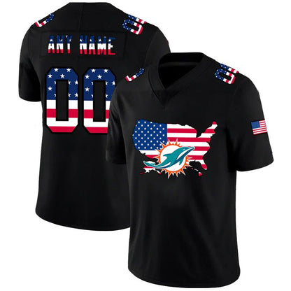 Custom M.Dolphins Football Black Limited Fashion Flag Stitched Jerseys Football Jerseys