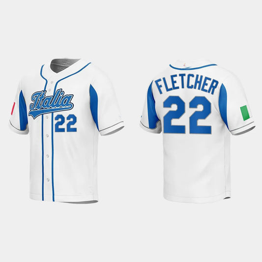 #22 DAVID FLETCHER ITALY BASEBALL 2023 WORLD BASEBALL CLASSIC JERSEY – WHITE Stitches Baseball Jerseys