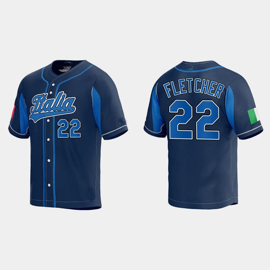 #22 DAVID FLETCHER WORLD BASEBALL CLASSIC 2023 WORLD BASEBALL CLASSIC JERSEY – NAVY Stitches Baseball Jerseys