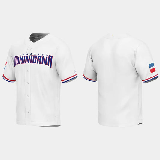 DOMINICAN REPUBLIC BASEBALL 2023 WORLD BASEBALL CLASSIC JERSEY – WHITE Stitches Baseball Jerseys