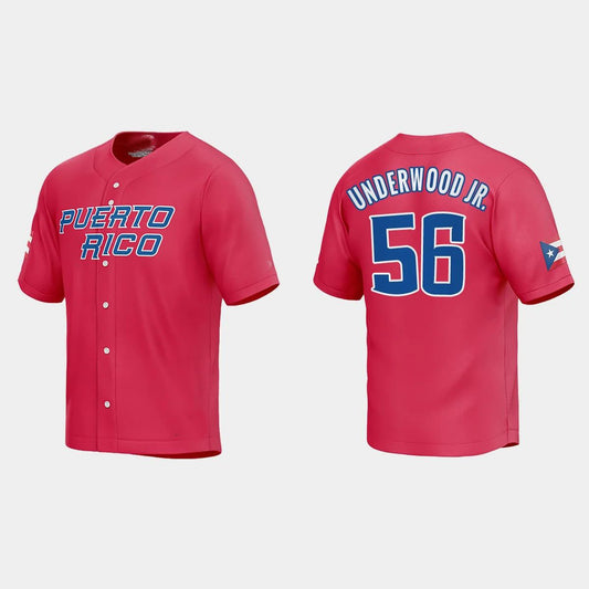 #56 DUANE UNDERWOOD JR. PUERTO RICO BASEBALL 2023 WORLD BASEBALL CLASSIC JERSEY – RED Stitches Baseball Jerseys