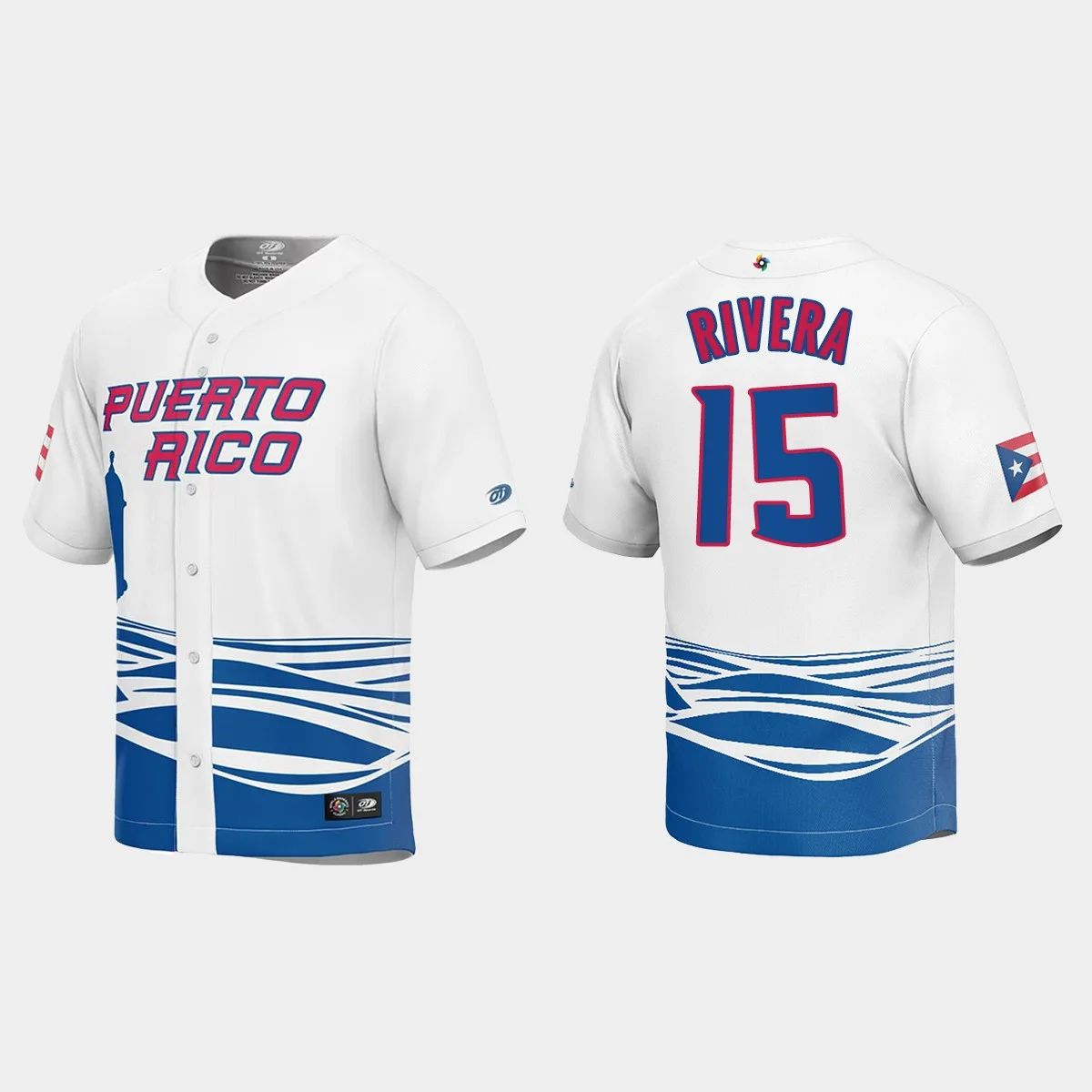 #15 EMMANUEL RIVERA PUERTO RICO BASEBALL 2023 WORLD BASEBALL CLASSIC JERSEY – WHITE Stitches Baseball Jerseys