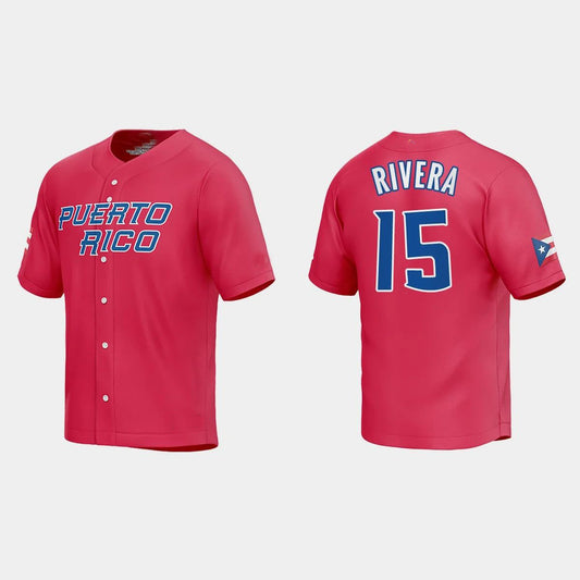 #15 EMMANUEL RIVERA WORLD BASEBALL CLASSIC 2023 WORLD BASEBALL CLASSIC JERSEY – RED Stitches Baseball Jerseys