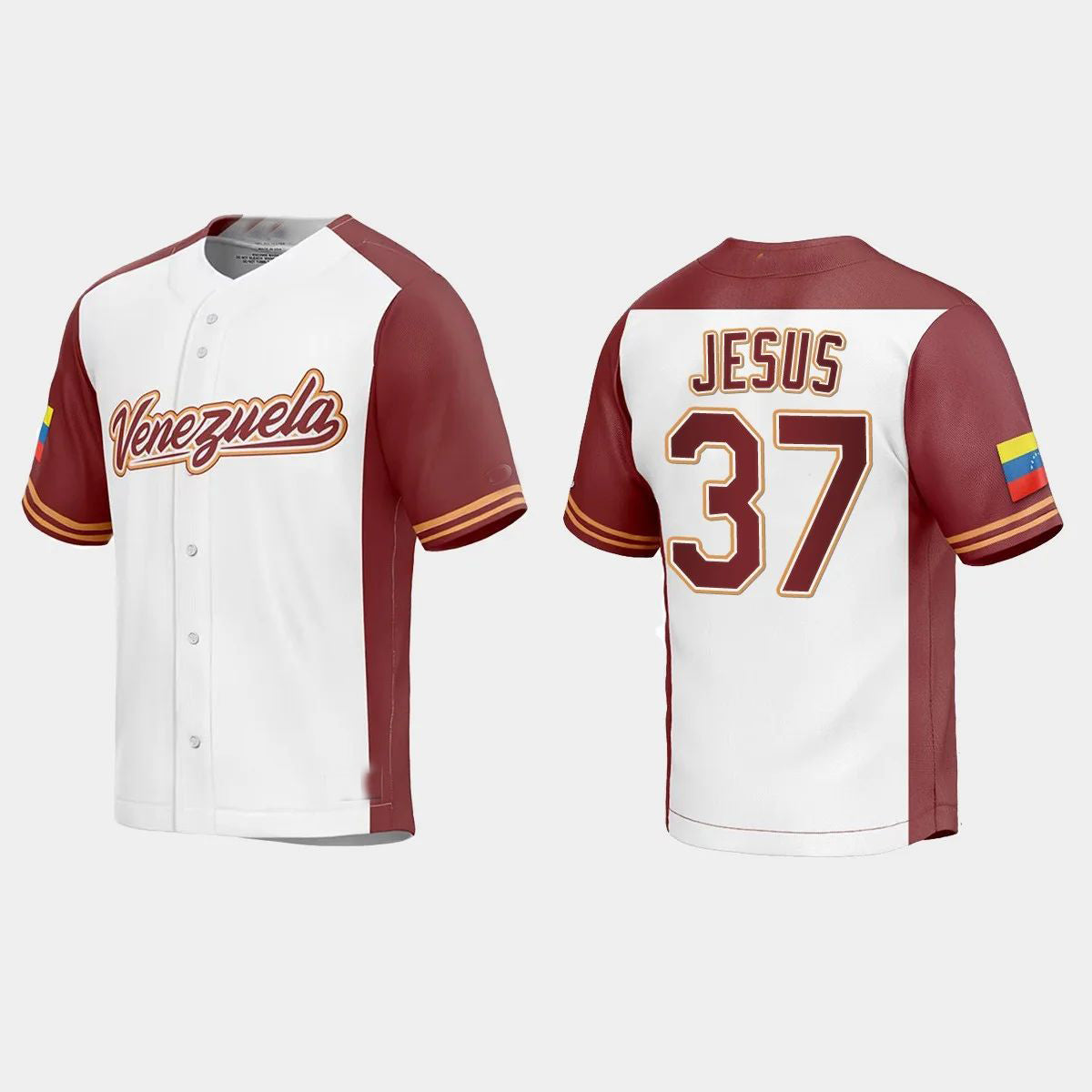 #37 ENMANUEL DE JESUS VENEZUELA BASEBALL 2023 WORLD BASEBALL CLASSIC REPLICA JERSEY – WHITE Stitches Baseball Jerseys