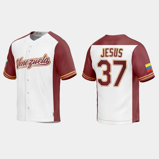 #37 ENMANUEL DE JESUS VENEZUELA BASEBALL 2023 WORLD BASEBALL CLASSIC REPLICA JERSEY – WHITE Stitches Baseball Jerseys