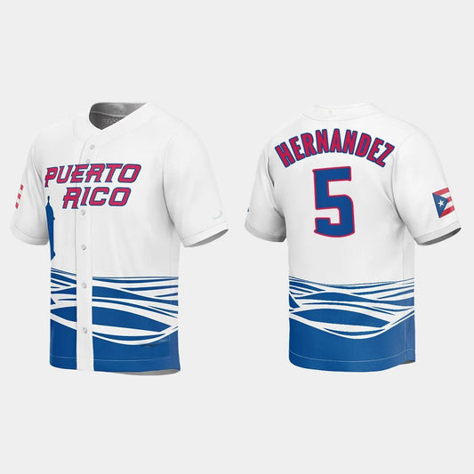 #5 ENRIQUE HERNANDEZ PUERTO RICO BASEBALL 2023 WORLD BASEBALL CLASSIC JERSEY – WHITE Stitches Baseball Jerseys