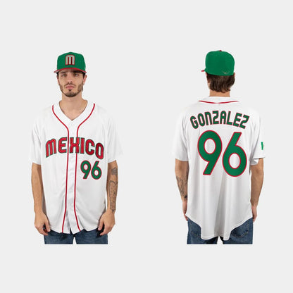 #96 FELIPE GONZALEZ MEXICO BASEBALL 2023 WORLD BASEBALL CLASSIC JERSEY – WHITE Stitches Baseball Jerseys