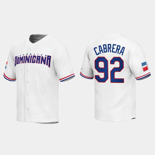 #92 GENESIS CABRERA DOMINICAN REPUBLIC BASEBALL 2023 WORLD BASEBALL CLASSIC REPLICA JERSEY – WHITE Stitches Baseball Jerseys