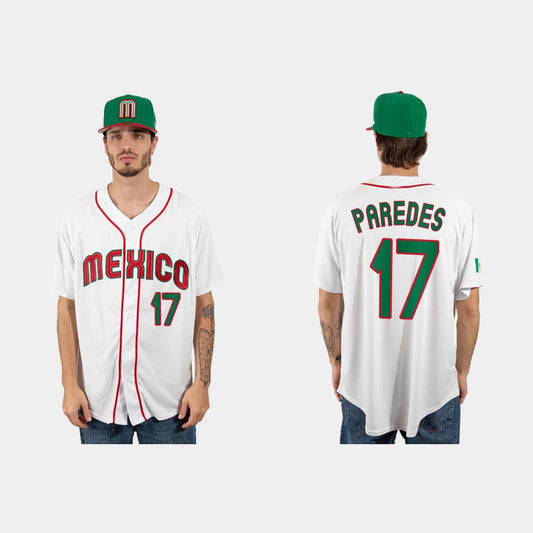 #17 ISAAC PAREDES MEXICO BASEBALL 2023 WORLD BASEBALL CLASSIC JERSEY – WHITE Stitches Baseball Jerseys