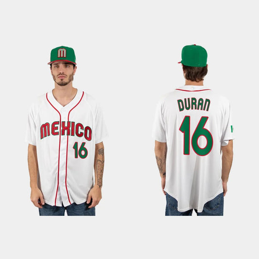 #16 JARREN DURAN MEXICO BASEBALL 2023 WORLD BASEBALL CLASSIC JERSEY – WHITE Stitches Baseball Jerseys