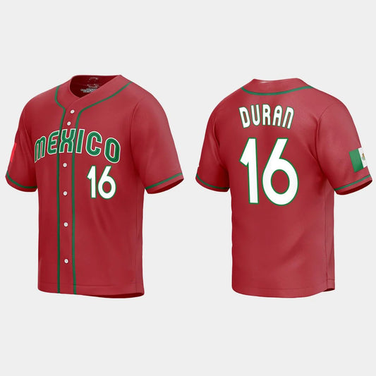 #16 JARREN DURAN MEXICO BASEBALL 2023 WORLD BASEBALL CLASSIC REPLICA JERSEY – RED Stitches Baseball Jerseys