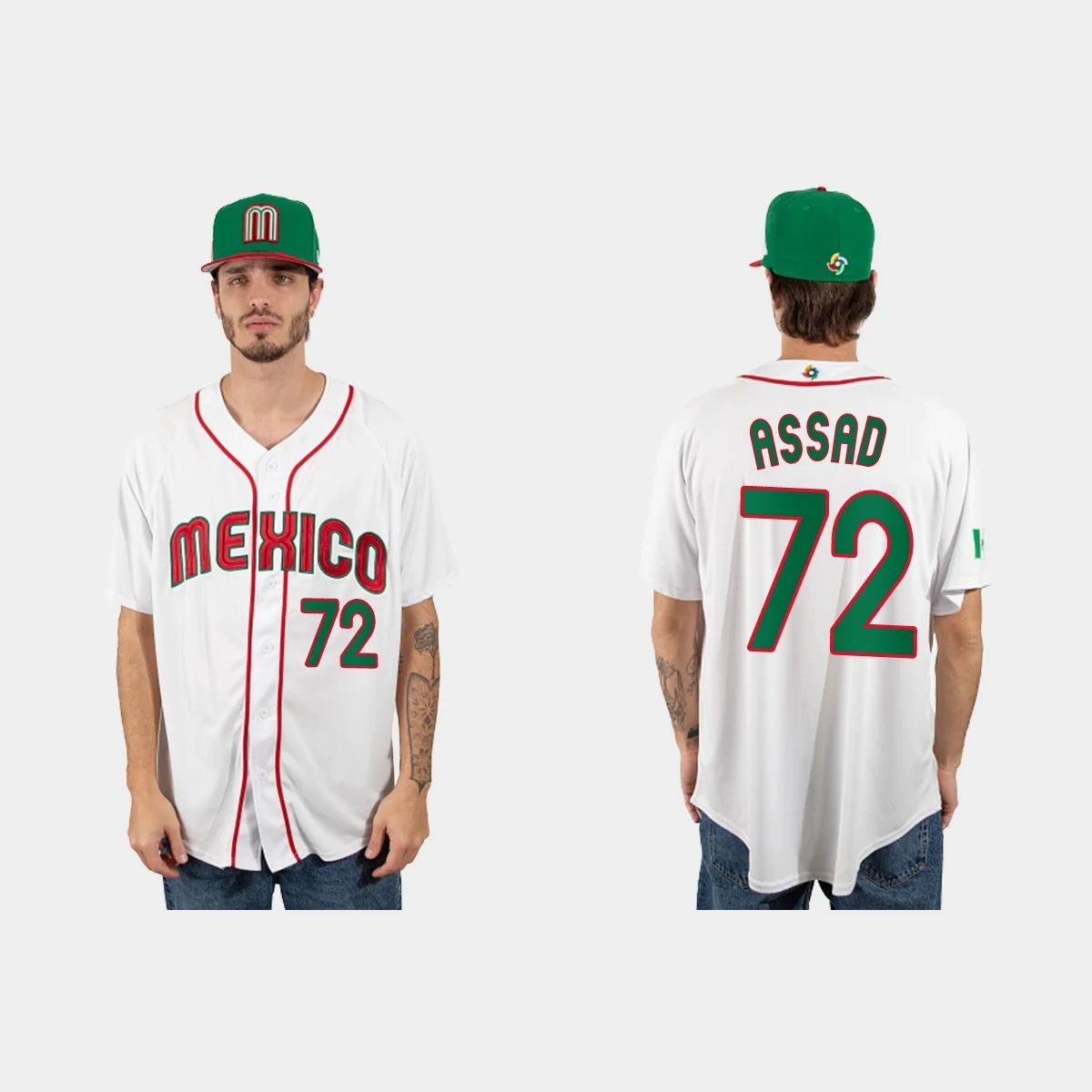 #72 JAVIER ASSAD MEXICO BASEBALL 2023 WORLD BASEBALL CLASSIC JERSEY – WHITE Stitches Baseball Jerseys