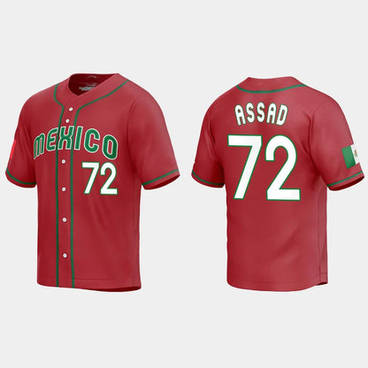 #72 JAVIER ASSAD MEXICO BASEBALL 2023 WORLD BASEBALL CLASSIC REPLICA JERSEY – RED Stitches Baseball Jerseys